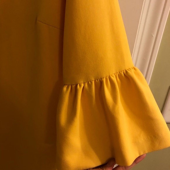 Zara yellow dress business casual ruffle sleeves - Picture 2 of 5